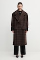MM6 Maison Margiela płaszcz z dodatkiem wełny nieocieplane brązowy S52AA0190.M35472.M63