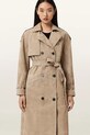 AllSaints trencz damski zamszowy REED SUEDE W005LE beżowy