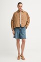 Weekend Max Mara košeľová bunda dámska s ľanom VETTURA 2615041082600 hnedá SS26