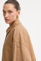 Weekend Max Mara košeľová bunda dámska s ľanom VETTURA hnedá 2615041082600
