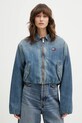 Βαμβακερό τζιν μπουφάν Tommy Jeans χωρίς κουκούλα μπλε DW0DW21982