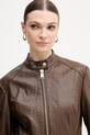 Δερμάτινο μπουφάν Guess CLAUDINE καφέ W6RL52.WL850
