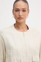 United Colors of Benetton prijelazna jakna ženska lanena bež 2AGHDN09B