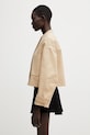 Maison Kitsuné krátká bunda dámská bavlněná QW02106WW9093 béžová SS26