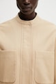 Maison Kitsuné krátká bunda dámská bavlněná béžová QW02106WW9093