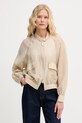 Lola Casademunt kurtka damska z dodatkiem lnu beżowy MS2602022