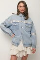 Oblačila BIZUU jakna ženska denimova PASSA PASSA.BLEKITNY modra