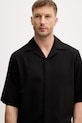 Lindbergh bluzka koszulowa męska z wiskozy czarny 30.351111