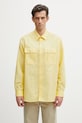 Kenzo Overshirt koszula z lnem męska żółty FG55CH5429GO