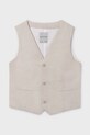 Mayoral kamizelka z domieszką lnu dziecięca tkanina beżowy 6357.7A.Junior.PPY2