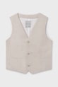 Mayoral kamizelka z domieszką lnu dziecięca tkanina beżowy 6357.7A.Junior.PPY2