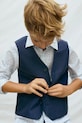 Dječji prsluk od mješavine lana Mayoral tkanina mornarsko plava 6357.7A.Junior.PPY2