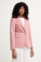 Weekend Max Mara jednoredni sako za žene s dodatkom lana ORCHE roza 2615041042600