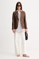 Weekend Max Mara marynarka lniana NALUT 2615041072600 brązowy SS26