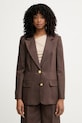 Marciano by Guess μονόπετο σακάκι γυναικείο με πρόσμιξη λινού JANE καφέ G6GN04.W1764