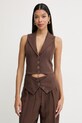 Simona Corsellini kamizelka jednorzędowa damska z wiskozy brązowy P26CPTO00201