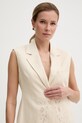 Twinset kamizelka jednorzędowa damska z lnem beżowy 261TP2314