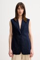Twinset kamizelka jednorzędowa damska z lnu granatowy 261TP2314