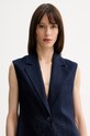 Twinset kamizelka jednorzędowa damska z lnu granatowy 261TP2314