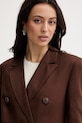 Twinset marynarka jednorzędowa damska lniana brązowy 261AP2323