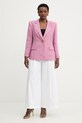Luisa Spagnoli marynarka jednorzędowa damska lniana Vetrate 542801 różowy SS26