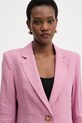 Luisa Spagnoli marynarka jednorzędowa damska lniana Vetrate różowy 542801