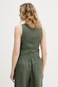 Abbigliamento United Colors of Benetton gilet monopetto da donna in lino 2AGHDJ014 verde