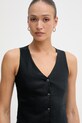 United Colors of Benetton jednoredni prsluk za žene od lana crna 2AGHDJ014