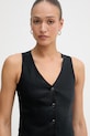 United Colors of Benetton jednoredni prsluk za žene od lana crna 2AGHDJ014