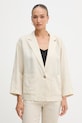 United Colors of Benetton ženski jednoredni sako laneni bež 2AGHDW03J