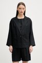 United Colors of Benetton jednoredni sako za žene od lana crna 2AGHDW03J