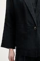 United Colors of Benetton jednoredni sako za žene od lana 2AGHDW03J crna