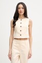 United Colors of Benetton telovnik ženski bombažen bež 29YYDJ016
