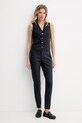 Tommy Hilfiger jednoradová vesta dámska s prímesou vlny WW0WW48882 tmavomodrá SS26