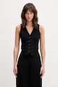 VETEMENTS kamizelka z dodatkiem wełny z podszewką czarny WE76TV360B