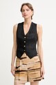 Elisabetta Franchi γιλέκο γυναικείο με λινό μαύρο GL00862E2
