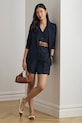 Odzież Lauren Ralph Lauren marynarka jednorzędowa damska z lnem 200P13643 granatowy