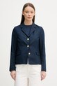 Tommy Hilfiger jednoradové sako dámske s prímesou ľanu tmavomodrá WW0WW49335