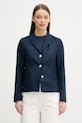 Tommy Hilfiger jednoradové sako dámske s prímesou ľanu tmavomodrá WW0WW49335