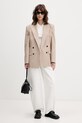 HUGO dvouřadé sako dámské s příměsí lnu Azenia 50559509 béžová SS26