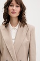 HUGO dvouřadé sako dámské s příměsí lnu Azenia béžová 50559509