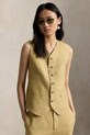 Polo Ralph Lauren kamizelka damska lniana DELAVE LINEN-WVN-BLAZER/SPORT COAT beżowy 211A12779001