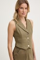 Morgan kamizelka jednorzędowa damska z bawełną zielony CJANI.F