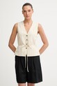 rag & bone однобортный жилет для женщин с добавлением льна Paulette бежевый RA4O26S4MSW