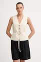 rag & bone однобортный жилет для женщин с добавлением льна Paulette бежевый RA4O26S4MSW