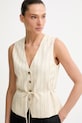 rag & bone однобортный жилет для женщин с добавлением льна Paulette бежевый RA4O26S4MSW