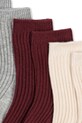 Дитячі шкарпетки з бавовною Konges Sløjd 3 PACK RIB SOCKS KS104187.PreSpring бордо SS26