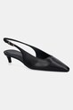 Usnjene visoke pete Tommy Hilfiger TH BUCKLE SLINGBACK LOW PUMP Špičasta črna FW0FW09009