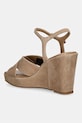 Obuwie Tommy Hilfiger sandały na koturnie zamszowe SUEDE WRAPPED HIGH WEDGE FW0FW09218 beżowy