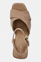 Tommy Hilfiger sandały na koturnie zamszowe SUEDE WRAPPED HIGH WEDGE beżowy FW0FW09218
